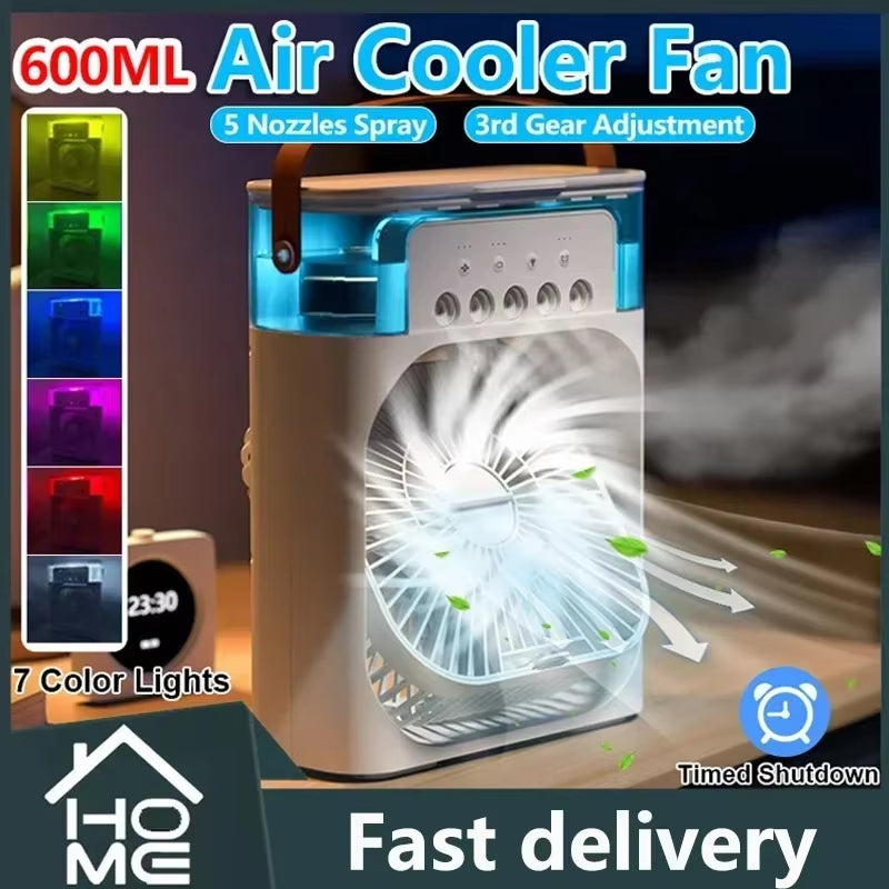 Portable 3 in 1 Fan Air Conditioner Household Small Air Cooler LED Night Lights Humidifier Air Adjustment Home Fans Dropshipping